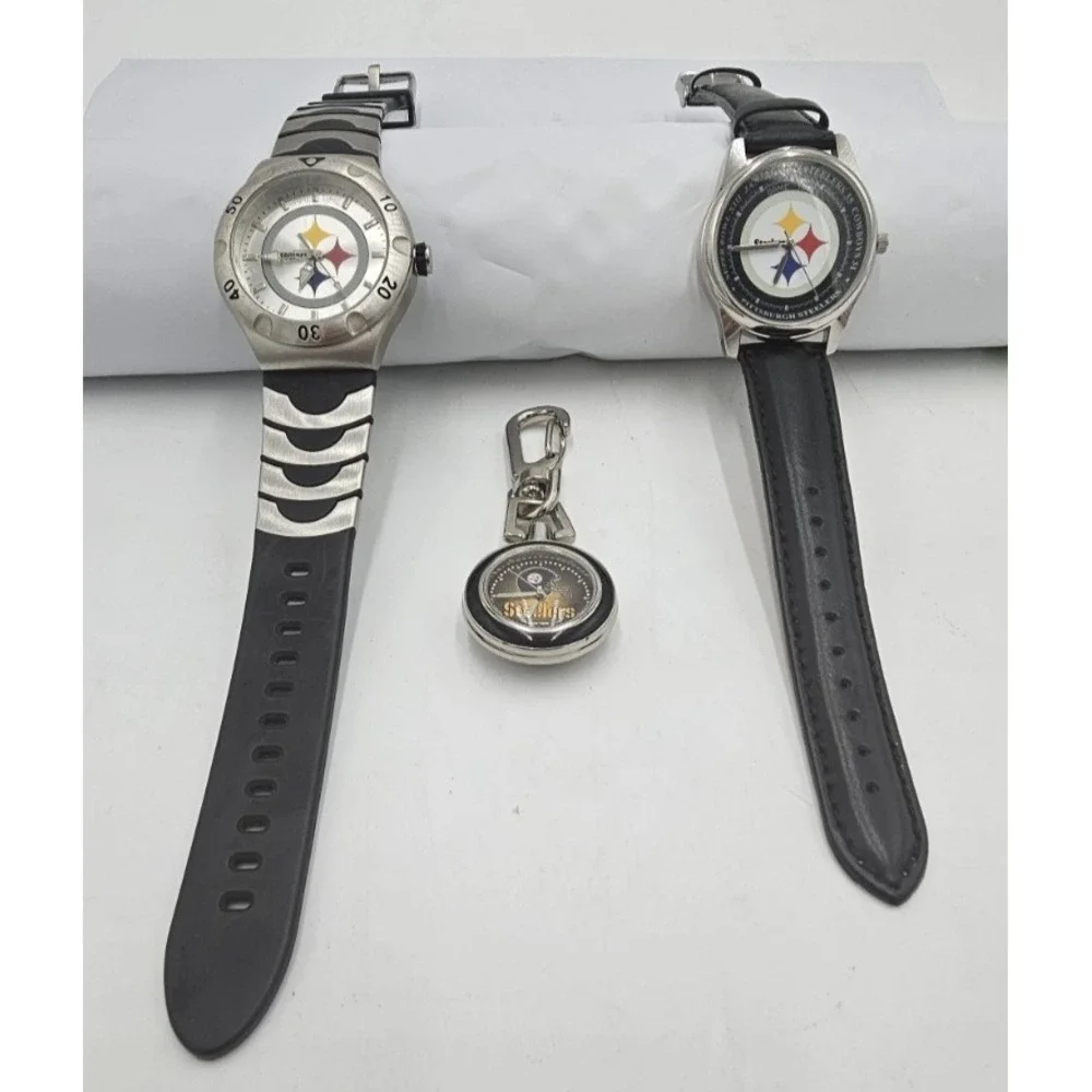 NFL Pittsburgh Steelers Vintage 3 Piece Silver Tone Watch Collection Football